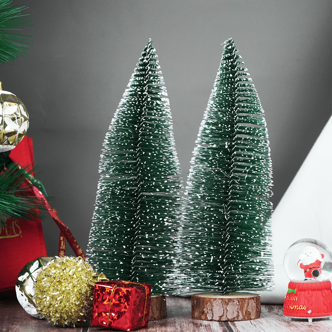 Set 2 Mini Snowy Christmas Tree - Memories Insite